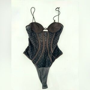 ZARA Black Lace & Satin Bodysuit
